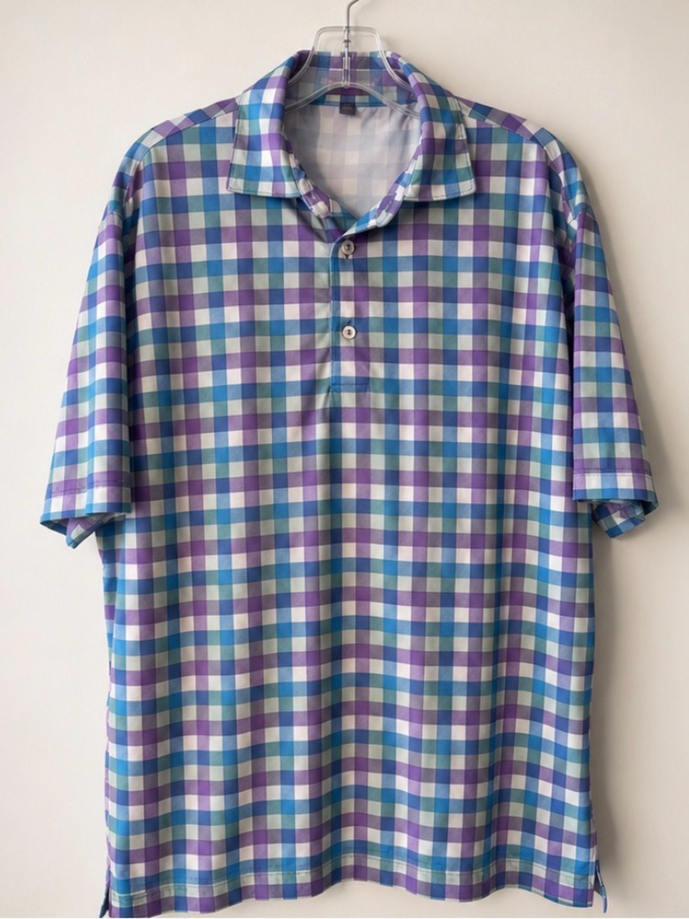 Peter Millar Summer Comfort Plaid Performance Golf Polo Shirt Men’s Small